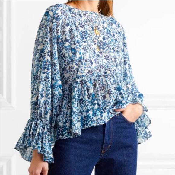 Apiece Apart Midnight Floral Flowy Blouse XS/S - Picture 1 of 5